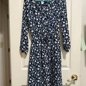 GAP Blue V-Neck Long Sleeve Sundress
